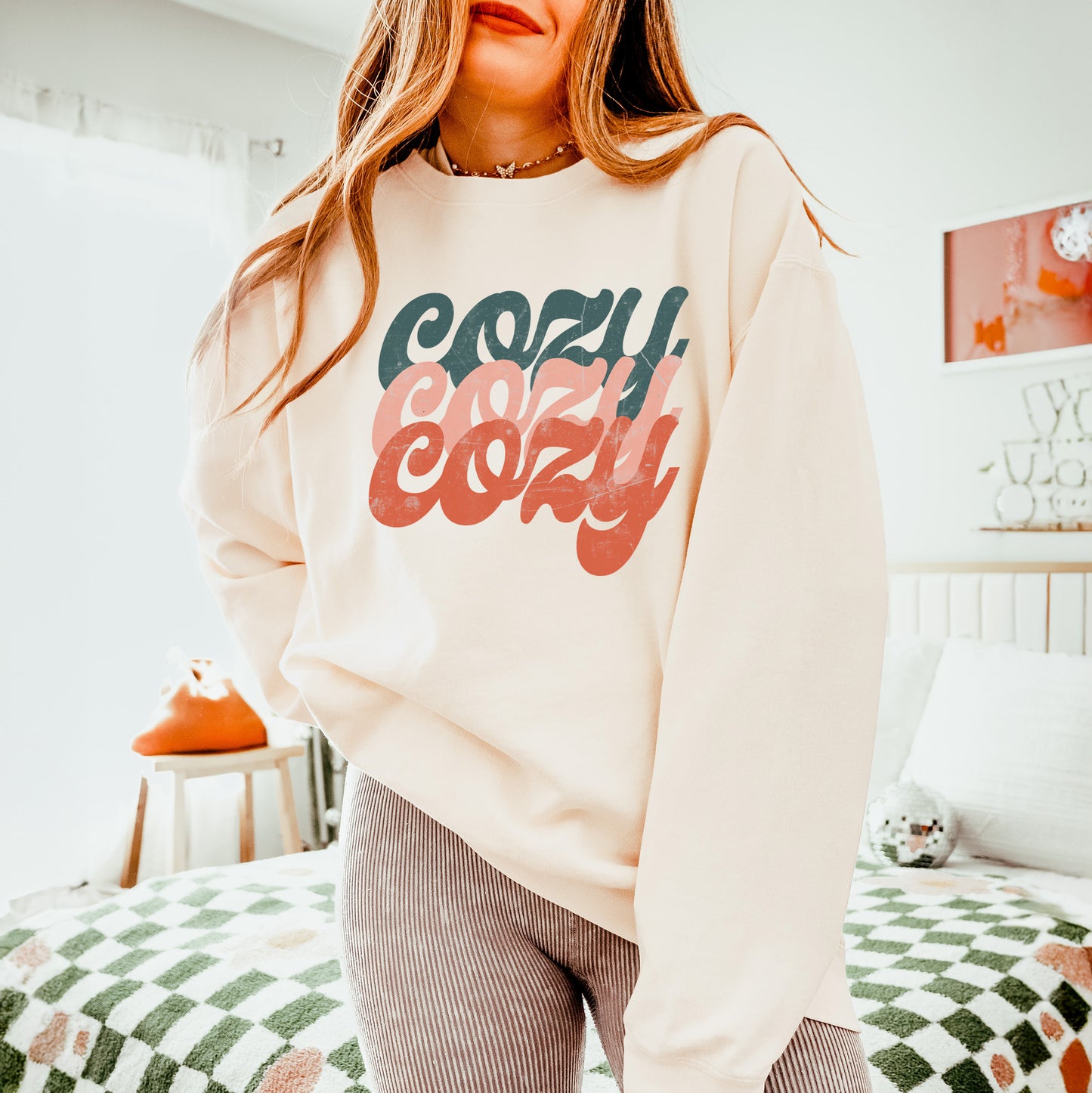 Retro Cozy Stacked Colorful | Lightweight Garment Dyed Sweatshirt