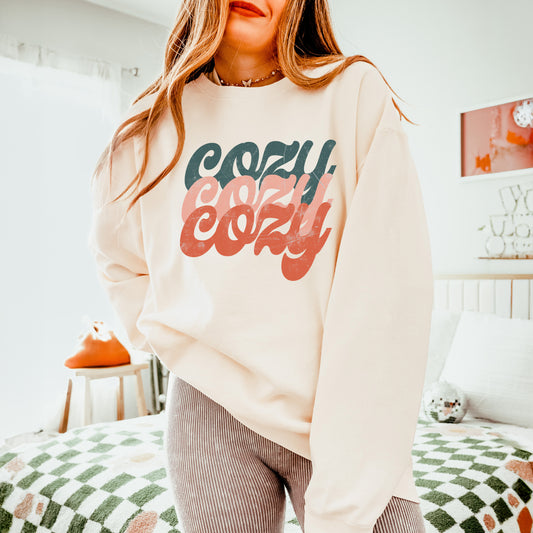 Retro Cozy Stacked Colorful | Lightweight Garment Dyed Sweatshirt