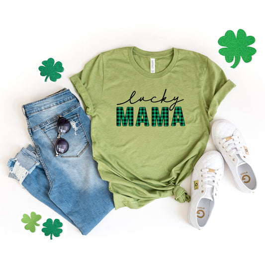 Lucky Mama Buffalo Plaid | Short Sleeve Graphic Tee