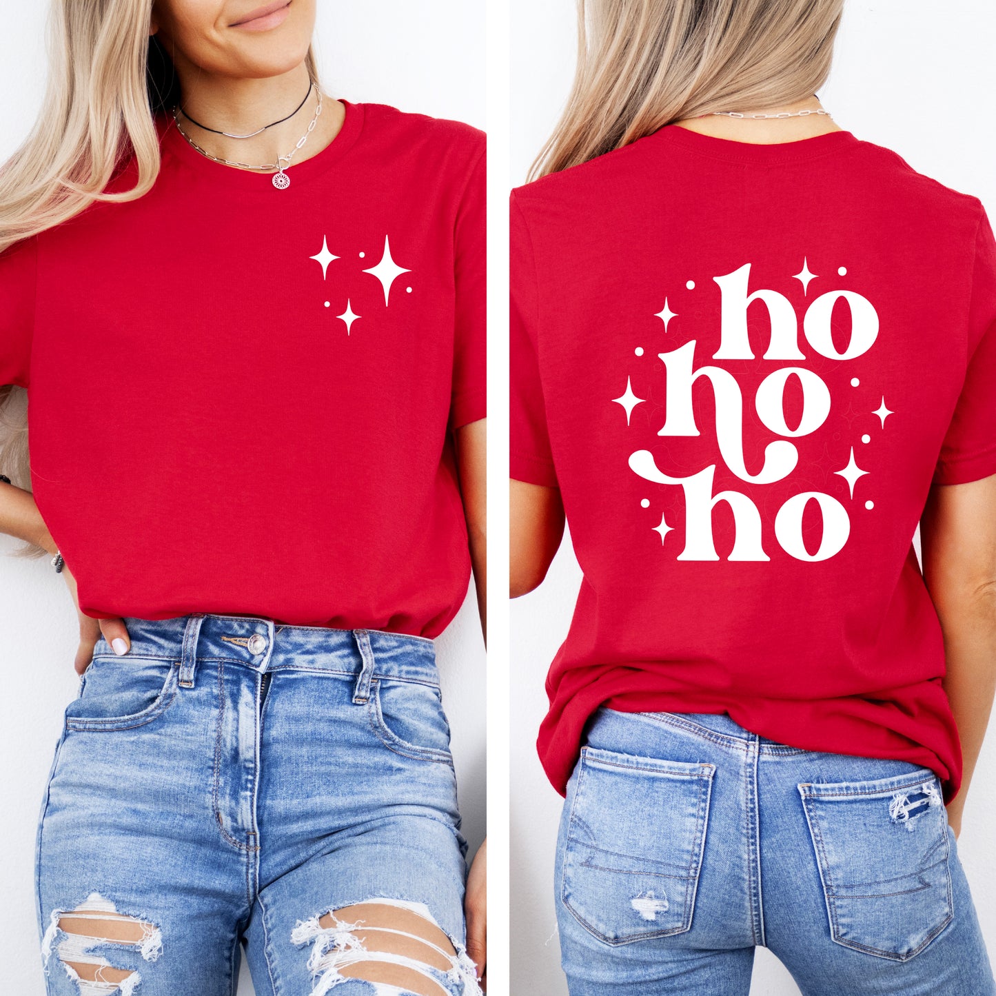 Whimsical Ho Ho Ho | Front & Back Short Sleeve Graphic Tee