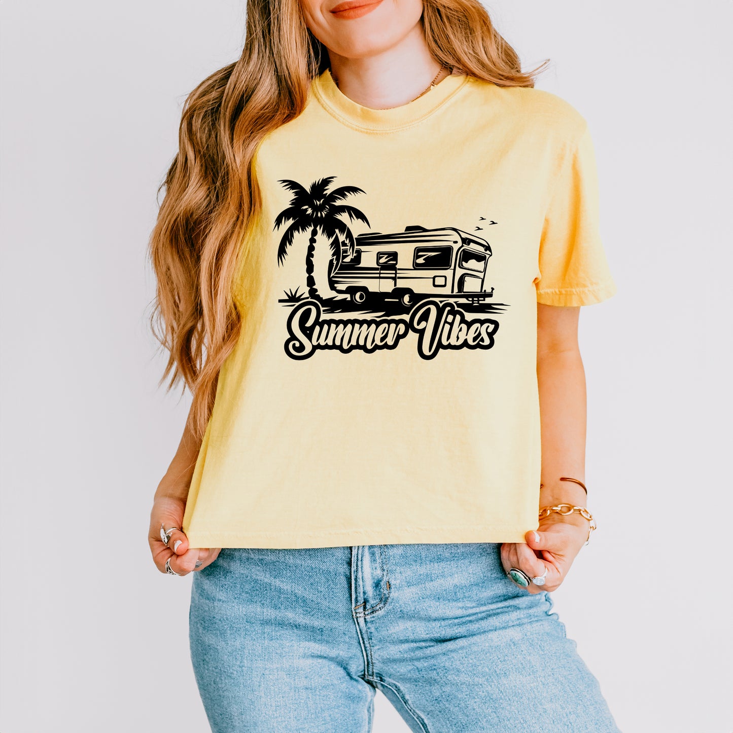 Summer Vibes Camper  | Relaxed Fit Cropped Tee