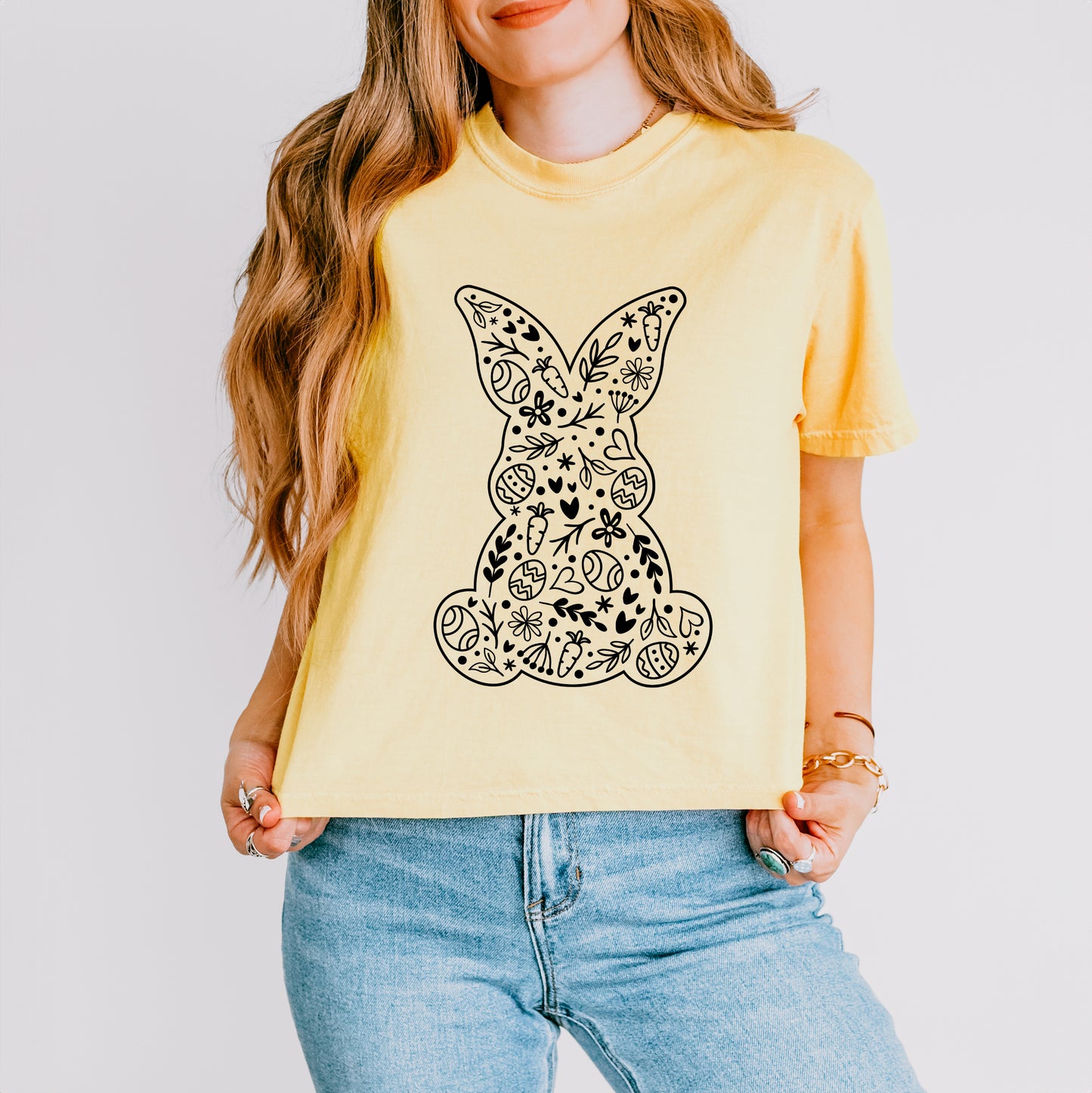 Easter Elements Bunny | Relaxed Fit Cropped Tee