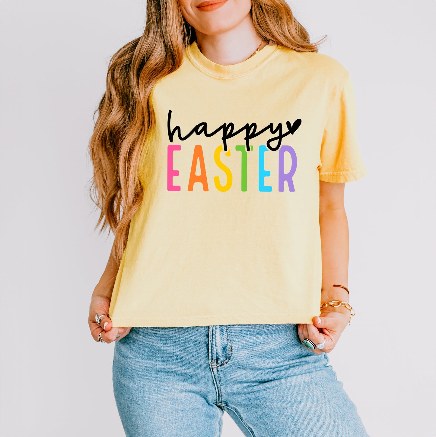 Happy Easter Colorful | Relaxed Fit Cropped Tee