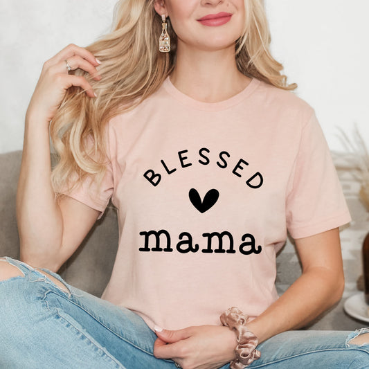 Blessed Mama Heart | Short Sleeve Graphic Tee