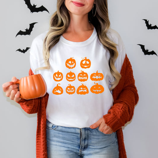 Halloween Pumpkin Faces | Short Sleeve Crew Neck