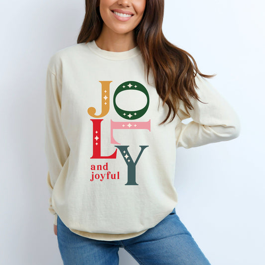 Jolly And Joyful | Garment Dyed Long Sleeve