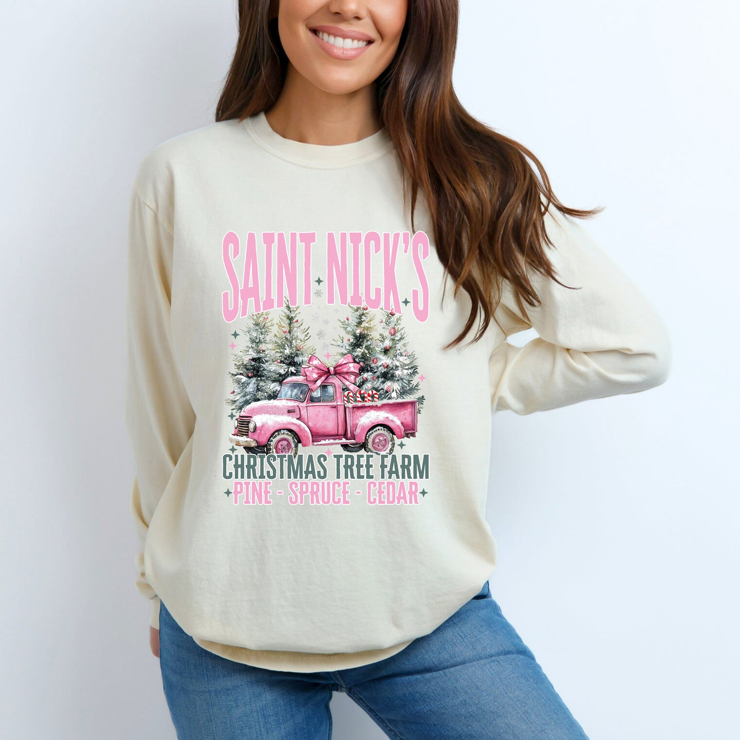 Saint Nick's Farm Truck | Garment Dyed Long Sleeve