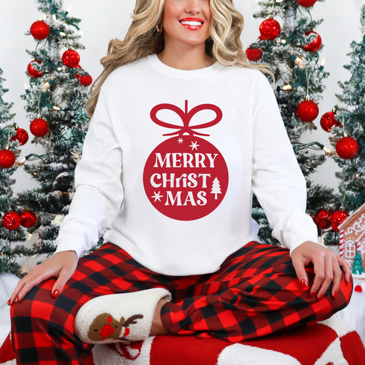 Merry Christmas Ornament | Garment Dyed Long Sleeve