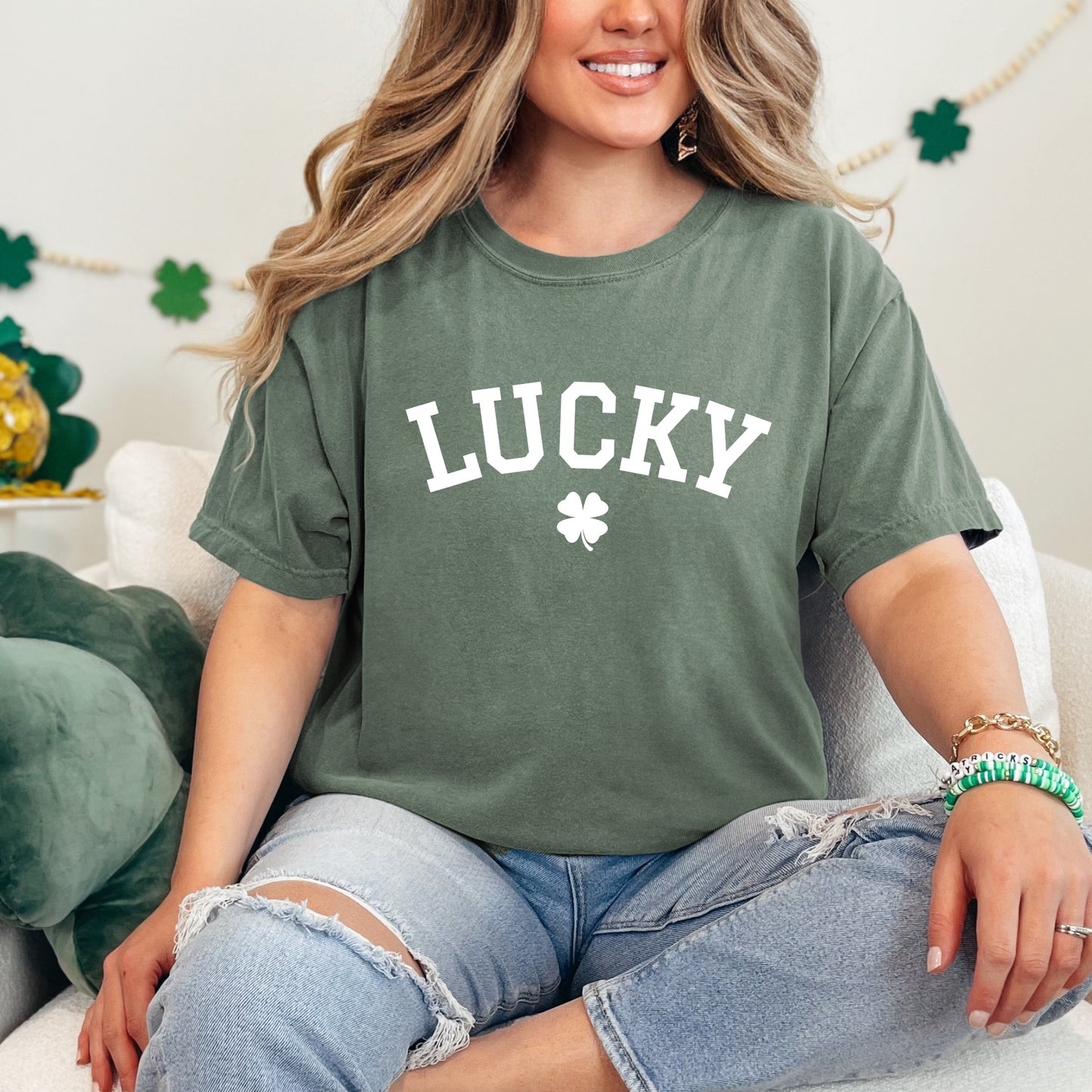 Lucky Varsity Clover | Garment Dyed Tee