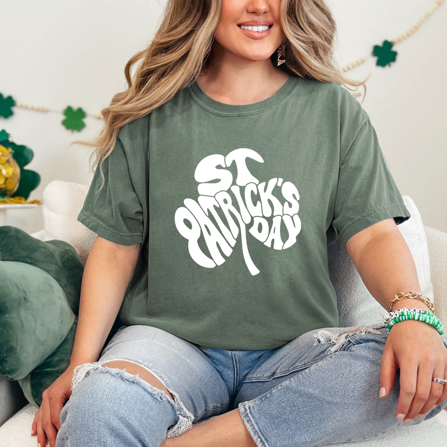 St. Patrick's Day Word Shamrock | Garment Dyed Tee