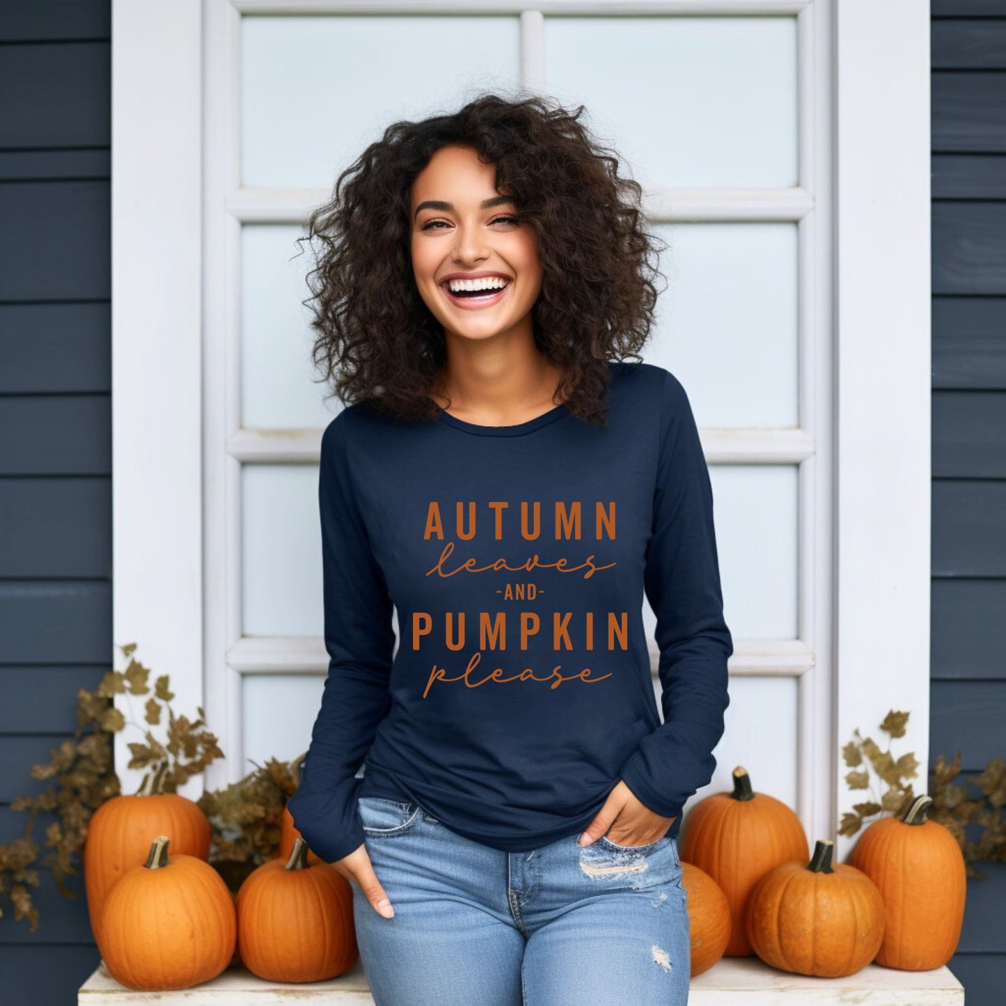 Autumn Leaves And Pumpkin Please | Long Sleeve Crewneck