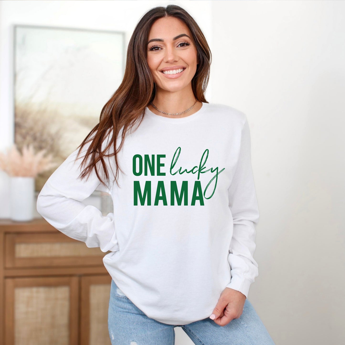 One Lucky Mama | Long Sleeve Crew Neck