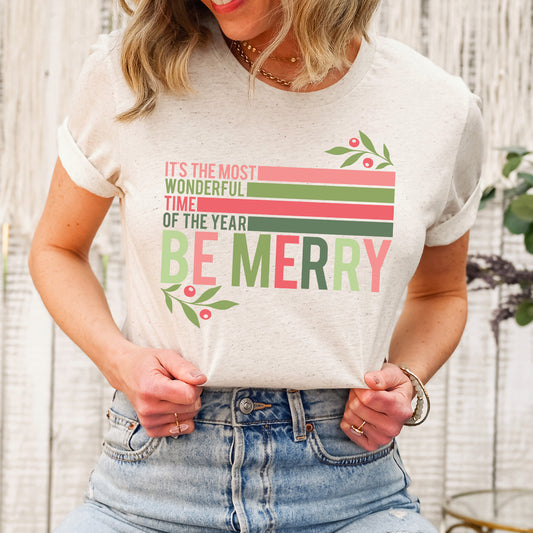 Be Merry Stripes | Short Sleeve Graphic Tee