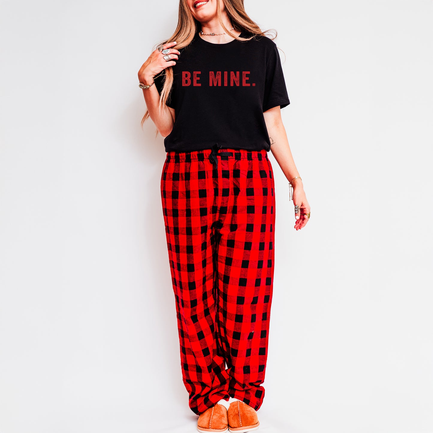 Be Mine Block | Plaid Pajama Set