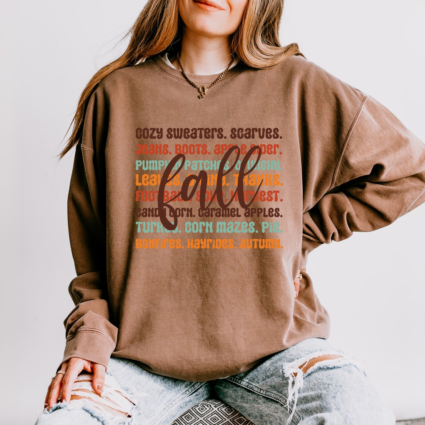 Cursive Fall Layered | Lightweight Garment Dyed Sweatshirt