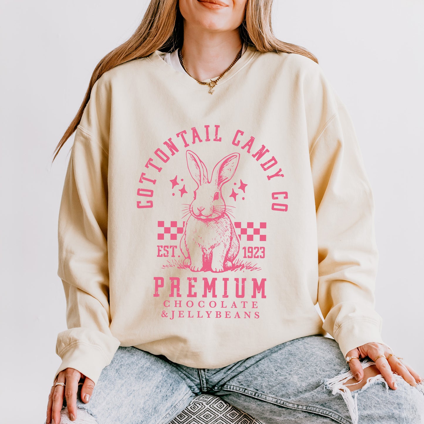 Cottontail Candy Premium Chocolate | Lightweight Garment Dyed Sweatshirt