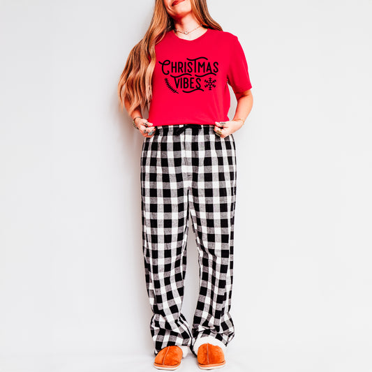 Christmas Vibes Snowflake | Plaid Pajama Set