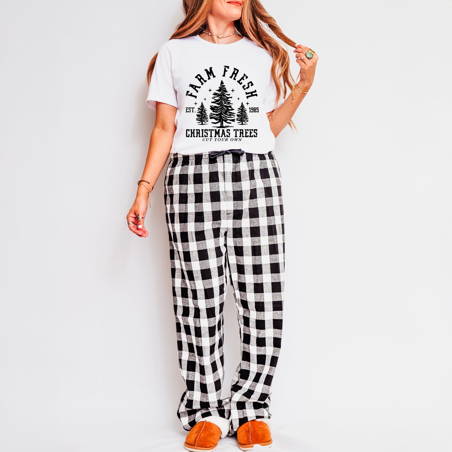 Farm Fresh Christmas Trees Stars | Plaid Pajama Set