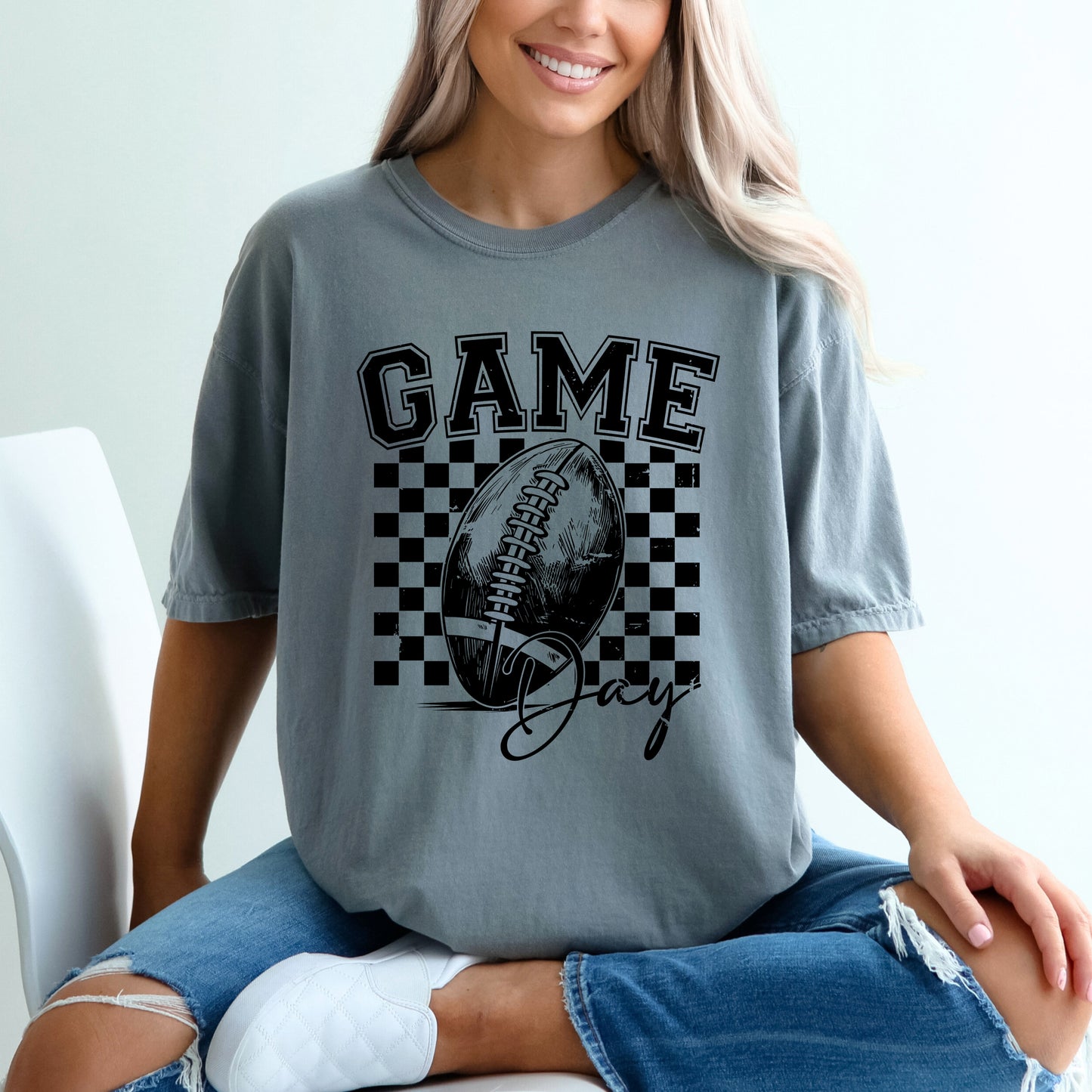 Retro Football Game Day | Garment Dyed Tee