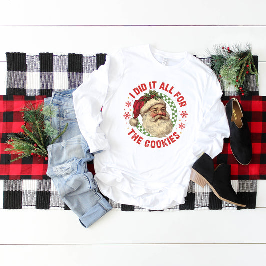 Did It For The Cookies Santa | Long Sleeve Crew Neck