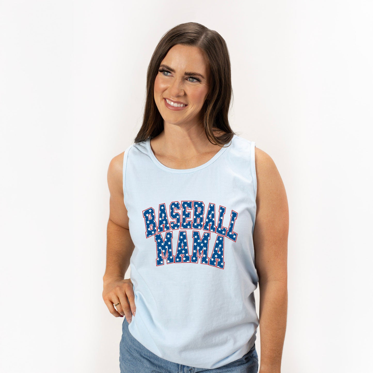 Baseball Mama Varsity Stars | Garment Dyed Tank