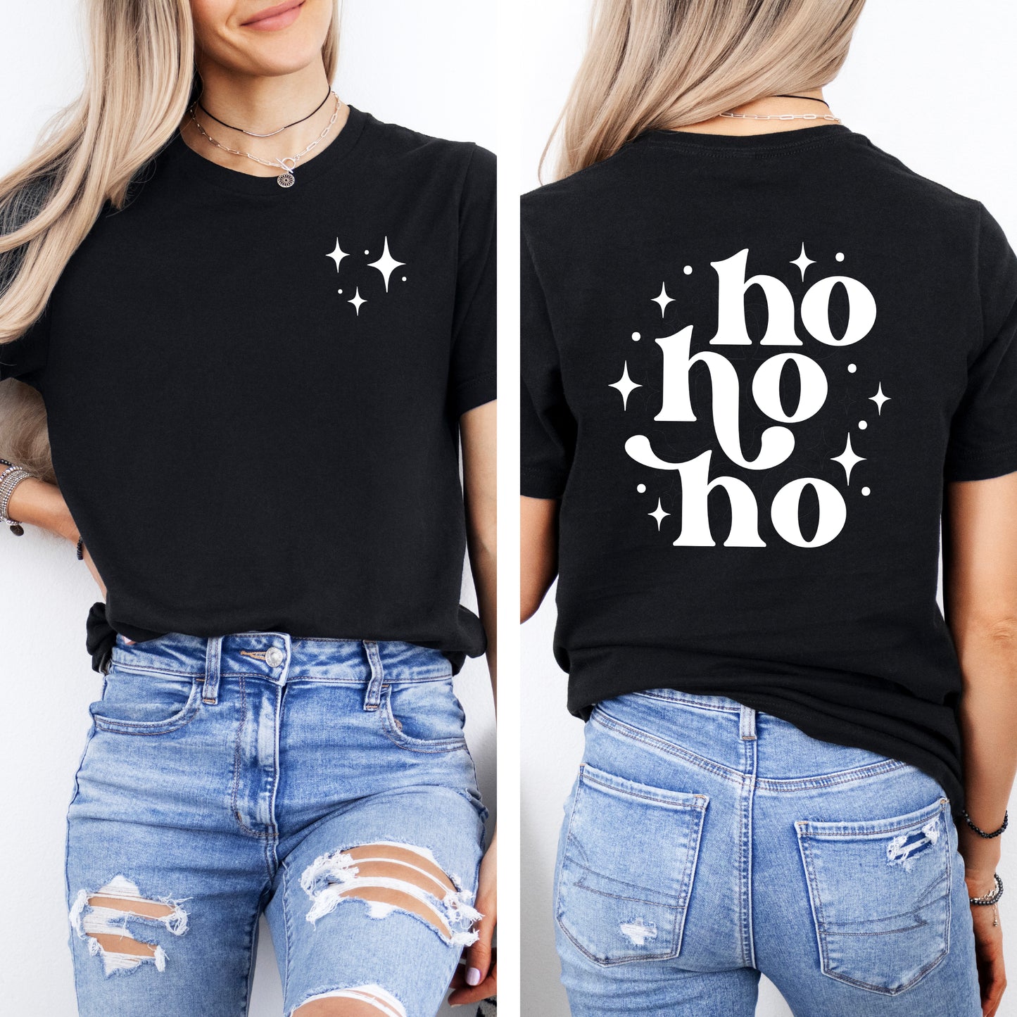 Whimsical Ho Ho Ho | Front & Back Short Sleeve Graphic Tee