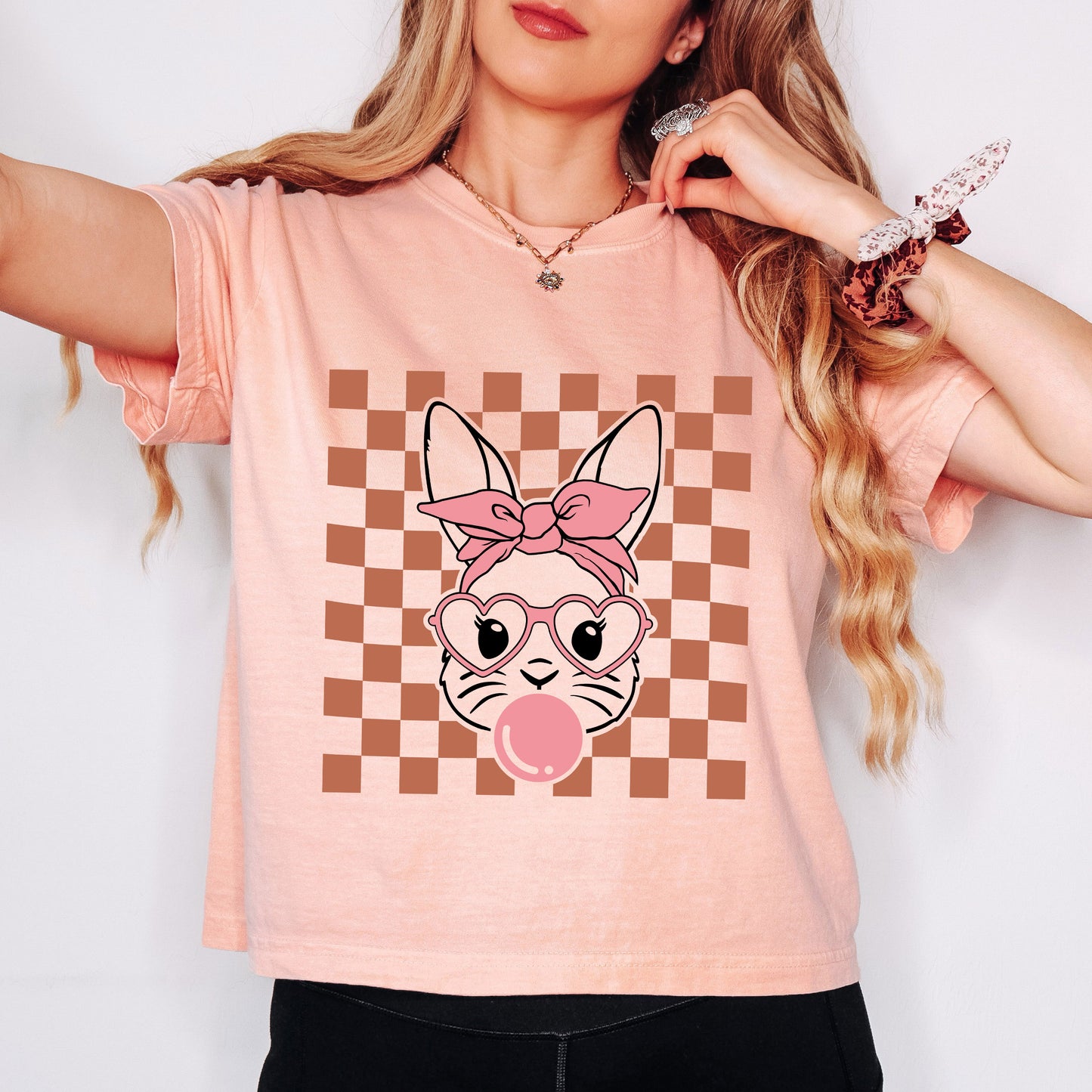 Checkered Bunny | Relaxed Fit Cropped Tee