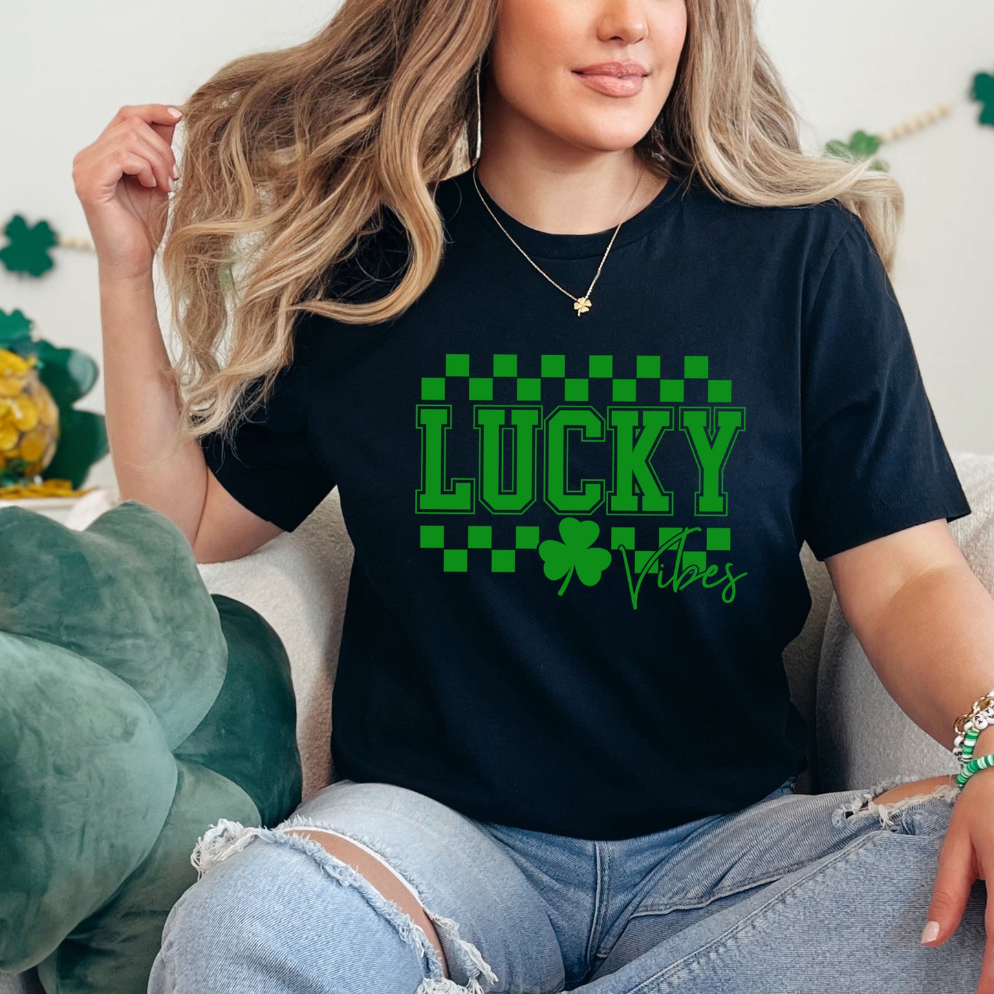 Lucky Vibes Checkered | Short Sleeve Graphic Tee