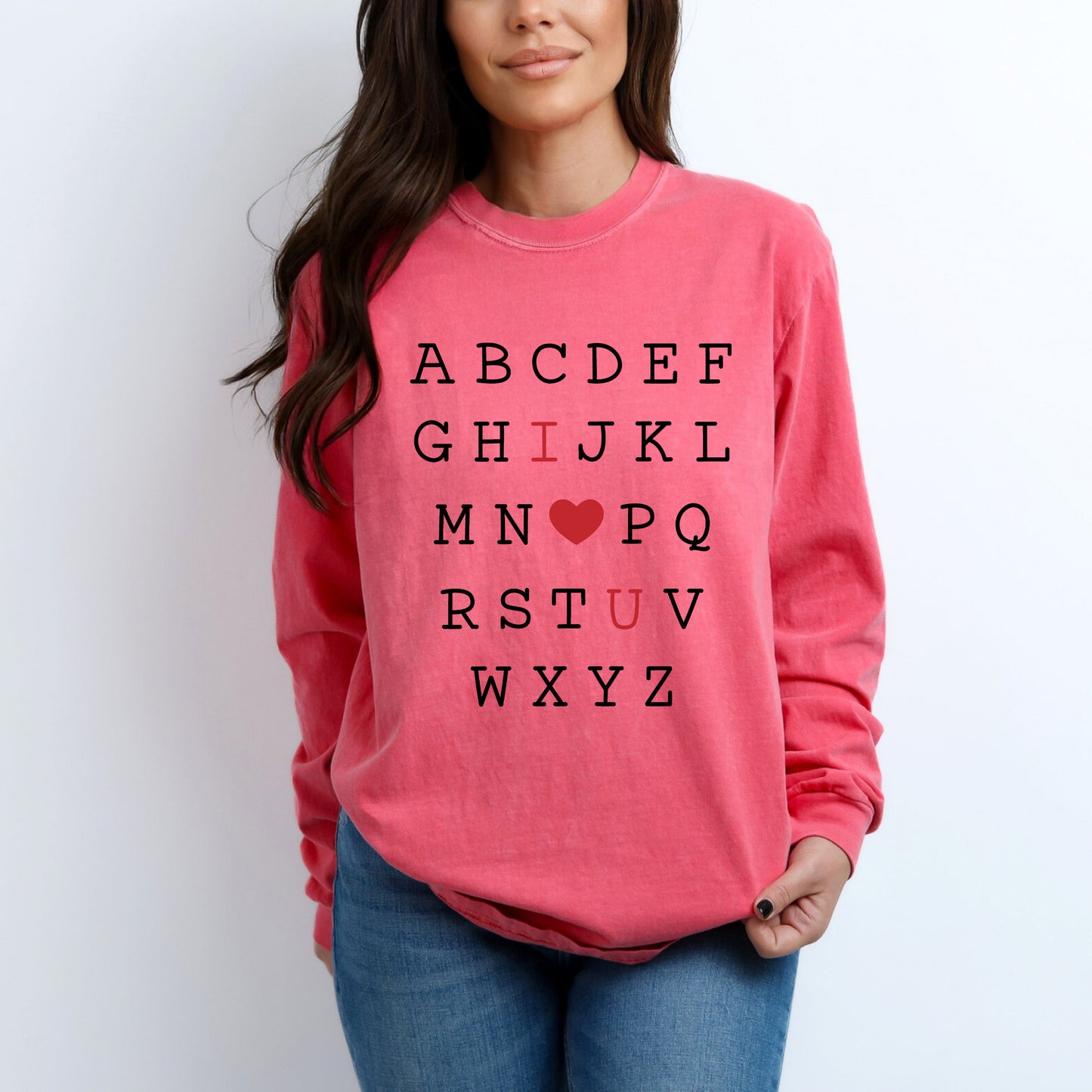 Alphabet I Love You | Garment Dyed Long Sleeve