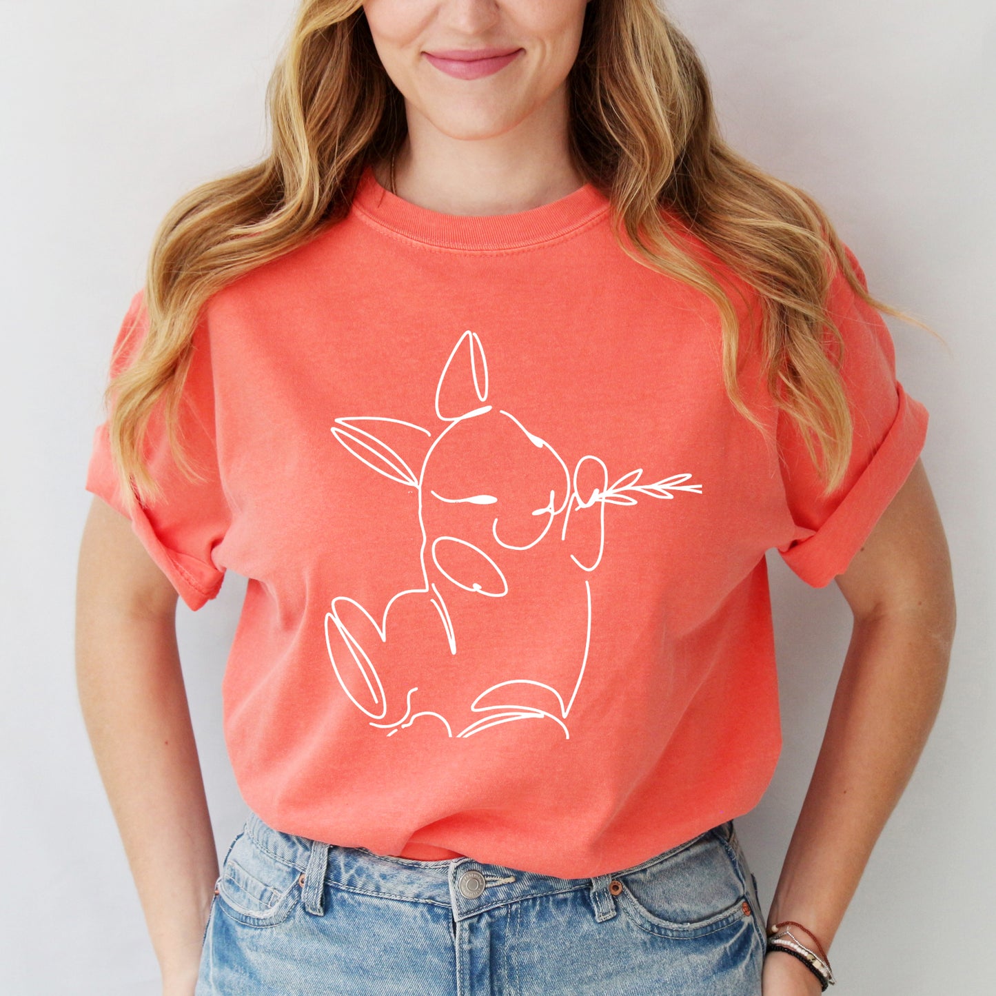 Hand Drawn Bunny | Garment Dyed Short Sleeve Tee