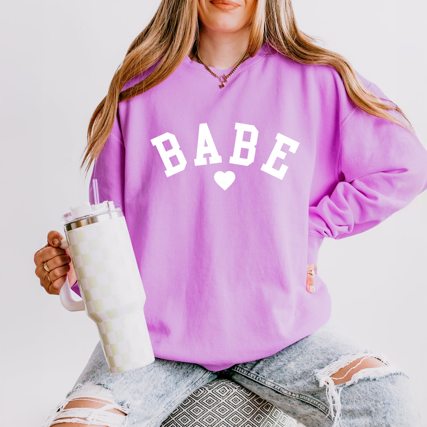 Babe Heart | Lightweight Garment Dyed Sweatshirt