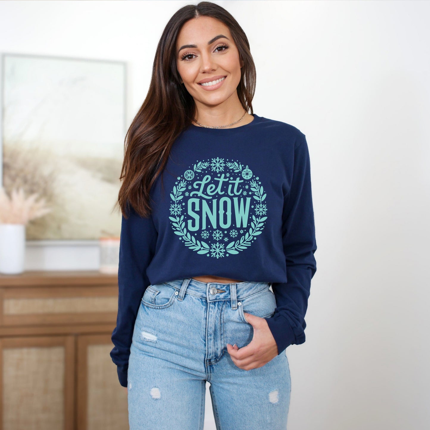 Let It Snow Wreath | Long Sleeve Crew Neck