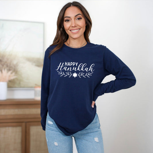 Happy Hanukkah | Long Sleeve Crew Neck