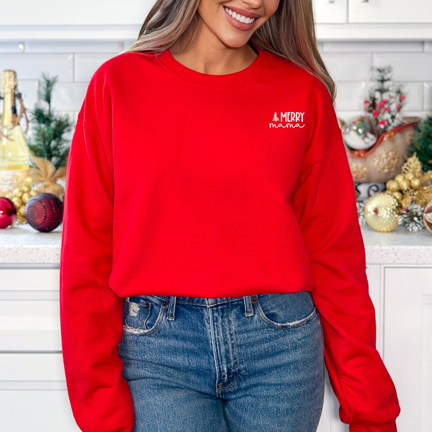 Embroidered Merry Mama Tree | Sweatshirt