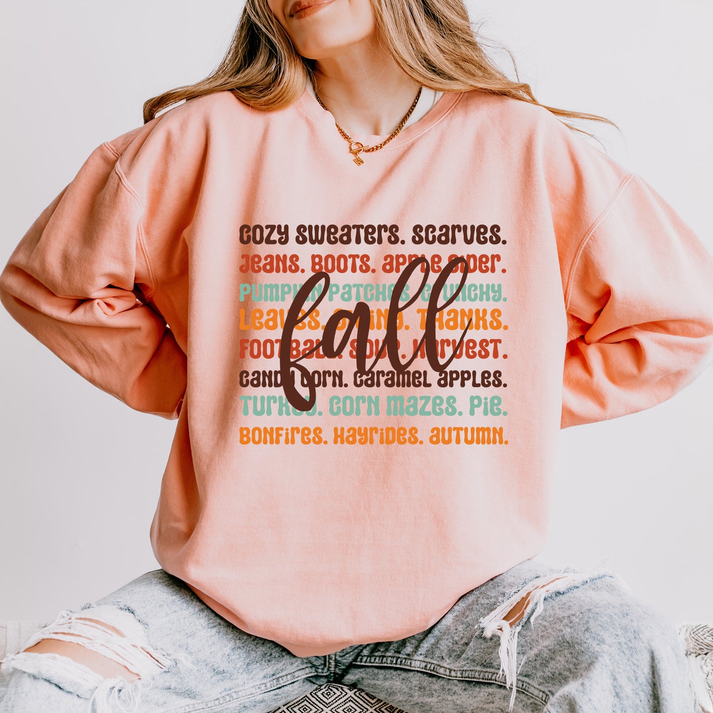 Cursive Fall Layered | Lightweight Garment Dyed Sweatshirt