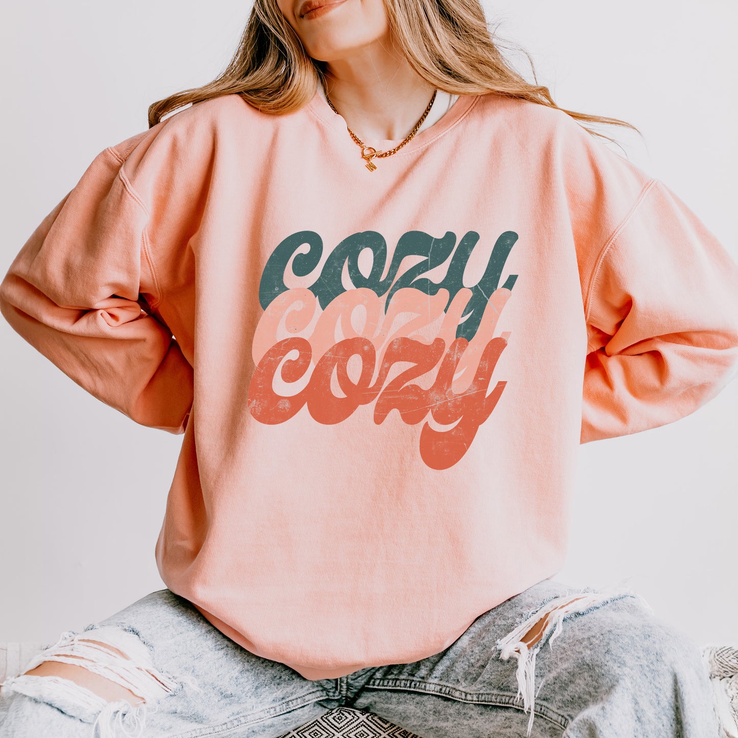 Retro Cozy Stacked Colorful | Lightweight Garment Dyed Sweatshirt