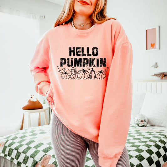 Hello Pumpkin Distressed | Lightweight Garment Dyed Sweatshirt