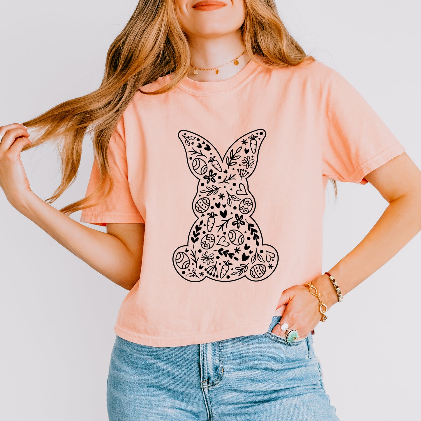 Easter Elements Bunny | Relaxed Fit Cropped Tee