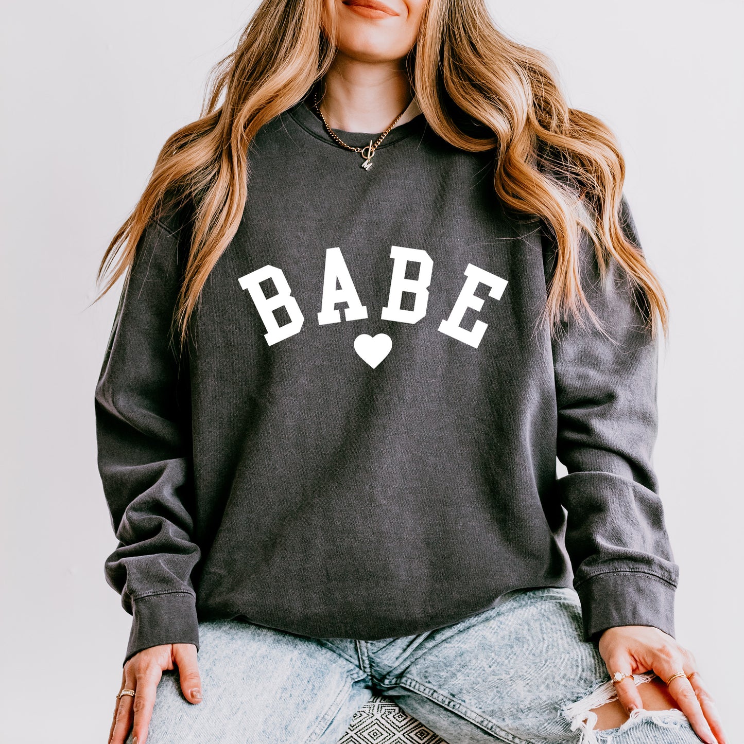 Babe Heart | Lightweight Garment Dyed Sweatshirt