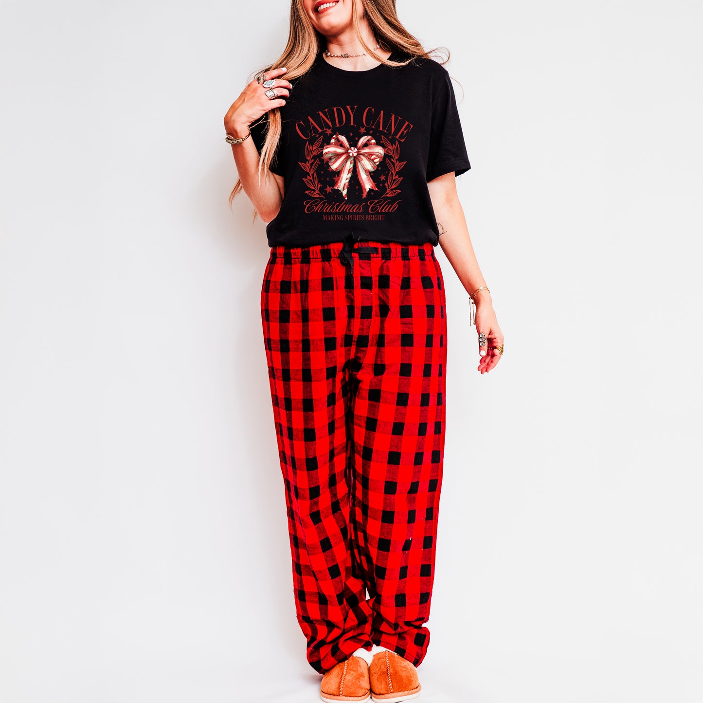 Coquette Candy Cane | Plaid Pajama Set