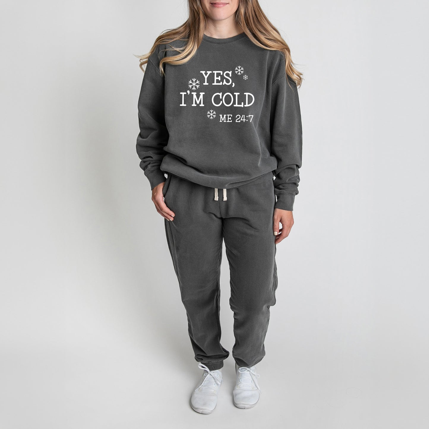 Yes I'm Cold | Lightweight Garment Dyed Sweatshirt Set