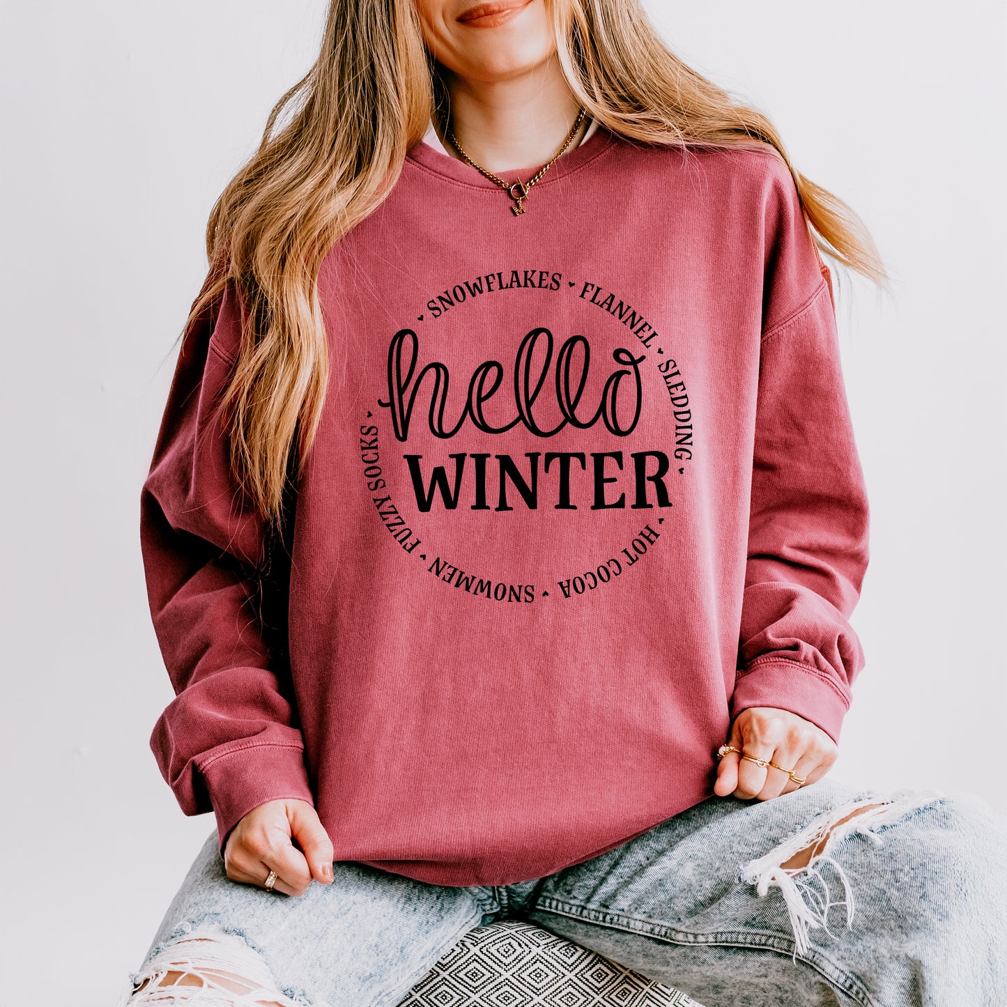 Hello Winter | Lightweight Garment Dyed Sweatshirt