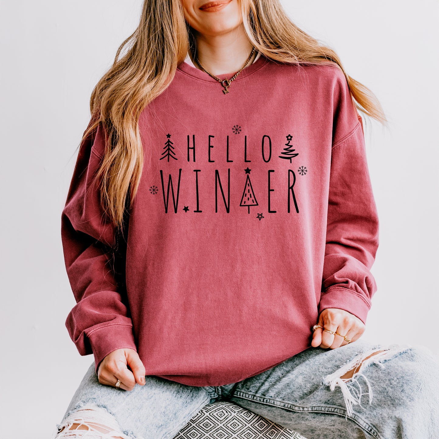 Hello Winter Trees | Lightweight Garment Dyed Sweatshirt