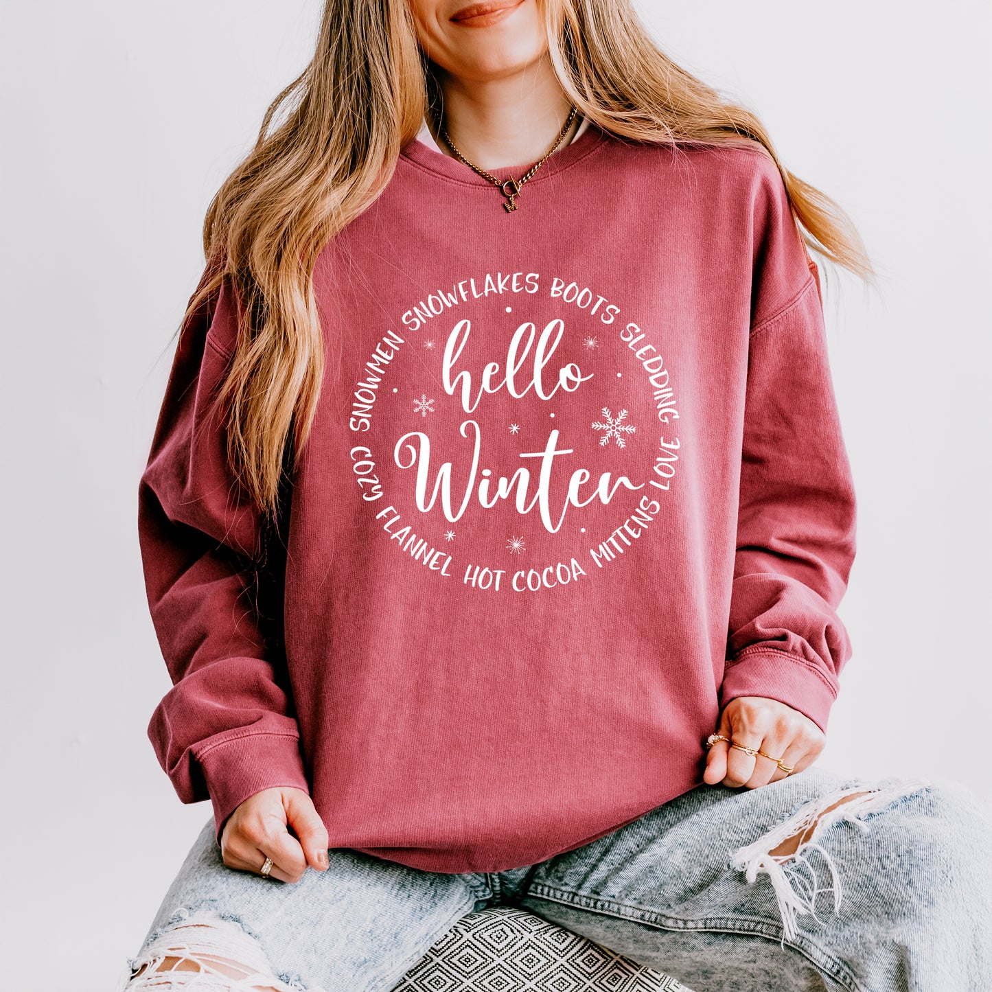 Hello Winter Circle | Lightweight Garment Dyed Sweatshirt