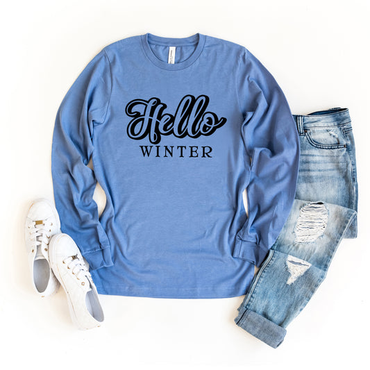 Retro Hello Winter | Long Sleeve Graphic Tee