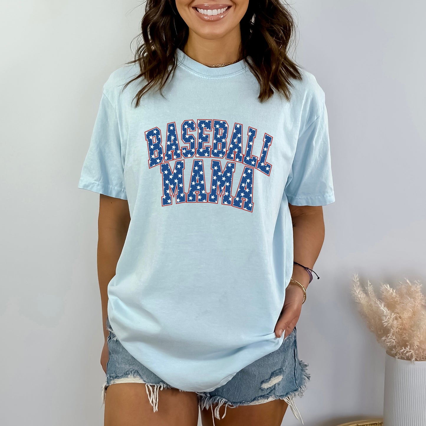 Baseball Mama Varsity Stars | Garment Dyed Tee