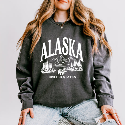 Alaska Forest Scene | Lightweight Garment Dyed Sweatshirt