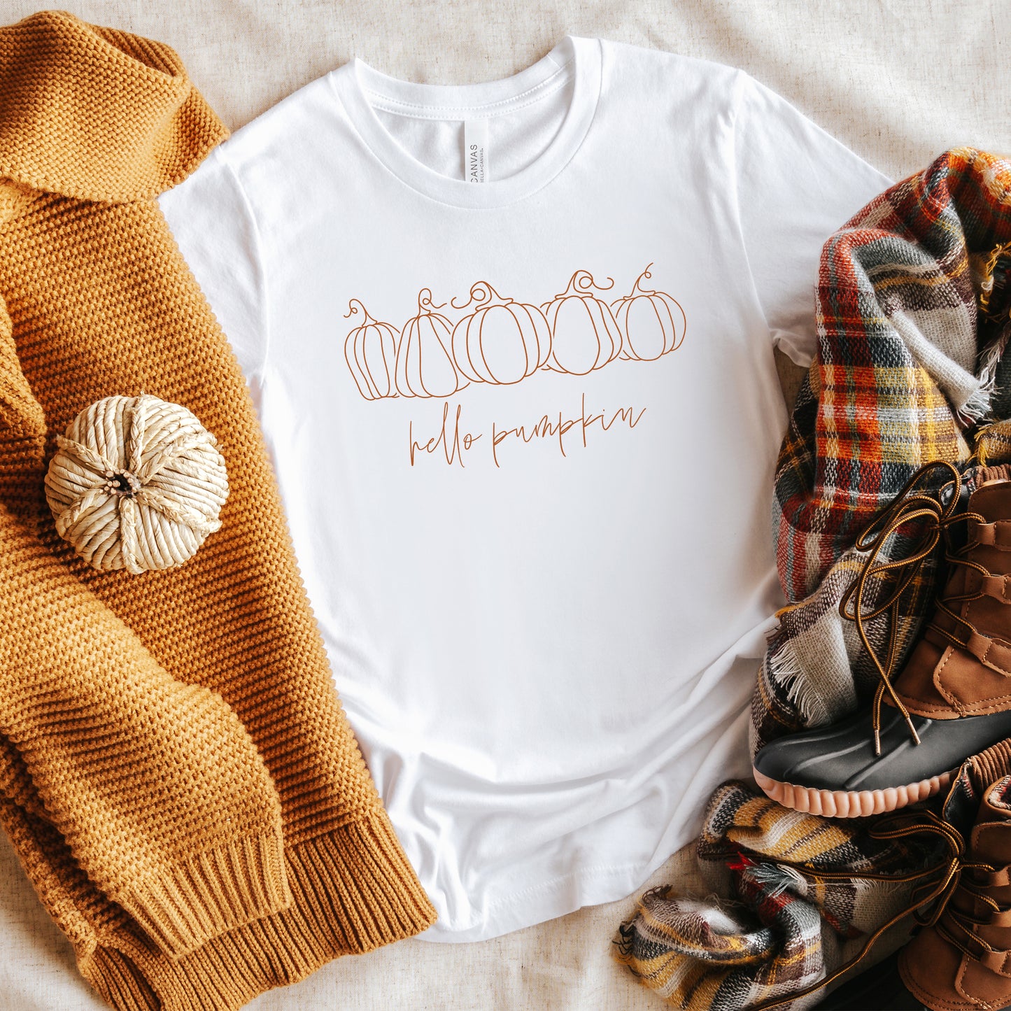 Hand Drawn Hello Pumpkin | Short Sleeve Graphic Tee