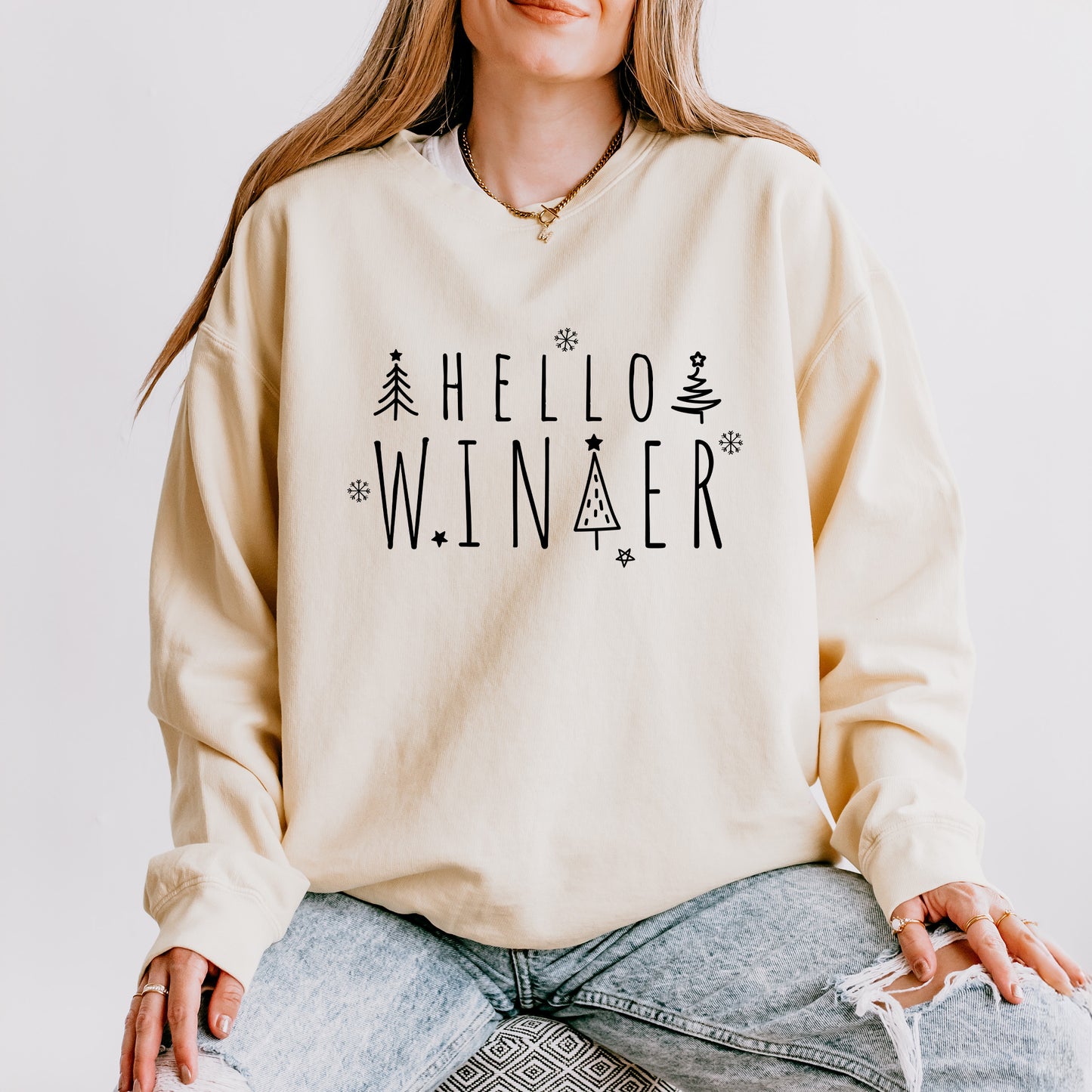 Hello Winter Trees | Lightweight Garment Dyed Sweatshirt