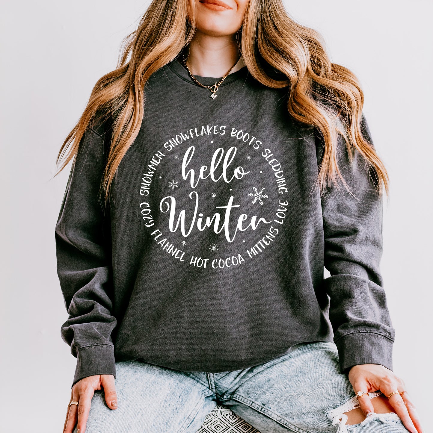 Hello Winter Circle | Lightweight Garment Dyed Sweatshirt